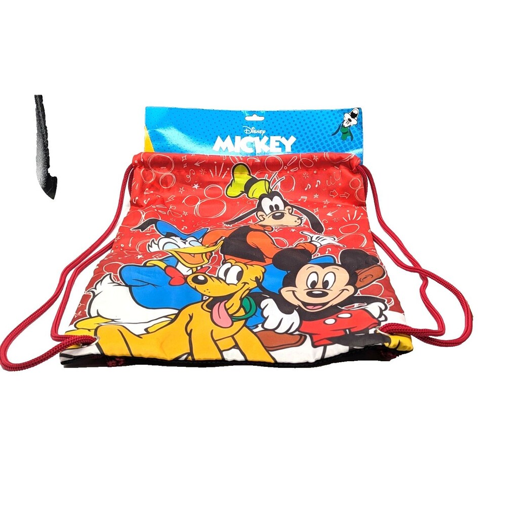 Disney Mickey Mouse Drawstring Bag Backpack String Pouch Sling Cinch Tote Bag